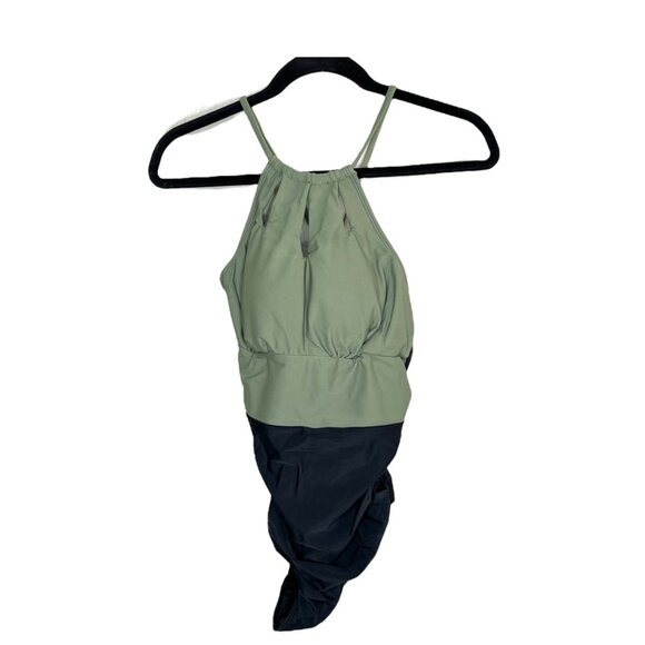 Cupshe Keyhole Tunnelled One Piece Swimsuit Green Black Large - Picture 2 of 8